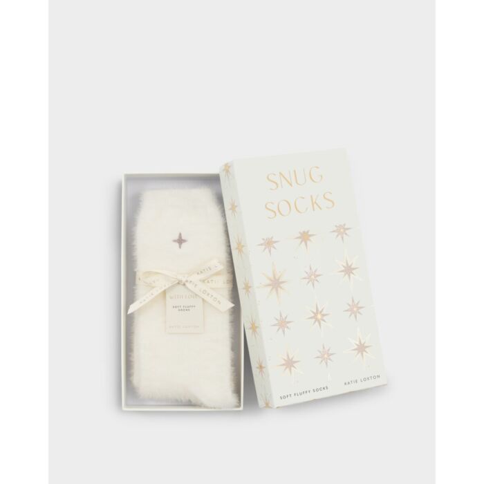 Katie Loxton Gift Boxed Fluffy Socks - Off White